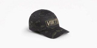 Viktos Tiltup Flexfit Hat has a camouflage pattern in multicam black